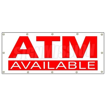 Signmission ATM BANNER SIGN automatic bank machine auto teller cash here signs B-120 Atm